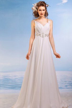 Robe de mariée longue jusqu'au sol avec lacets avec chiffon bandouliere spaghetti