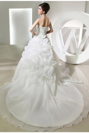 Robe de mariée longue avec zip avec perle en organza de mode de bal