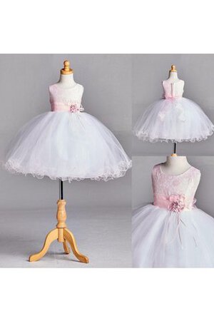 Robe cortège fille manche nulle avec perle avec ruban textile en tulle de mode de bal