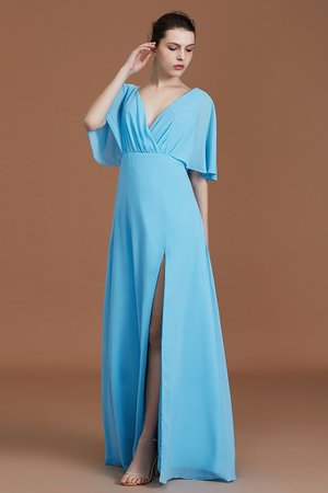 Robe demoiselle d'honneur en chiffon avec manche 1/2 a-ligne séduisant naturel