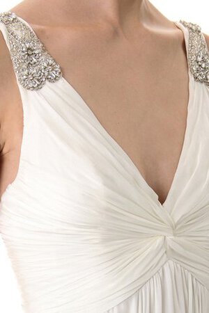 Robe de mariée en plage bandouliere spaghetti avec perle a-ligne de tour de ceinture en haute