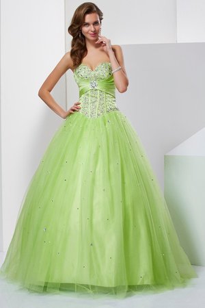 Robe de quinceanera longue cordon de col en cœur avec sans manches textile en tulle