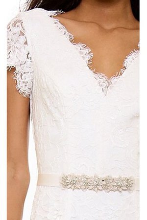 Robe de mariée elégant v encolure fermeutre eclair ceinture avec ruban