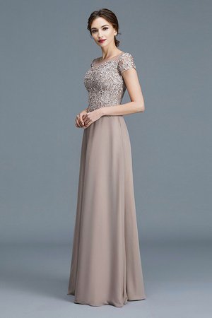 Robe mère de mariée naturel avec chiffon longueur au ras du sol appliques ligne a