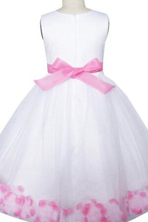 Robe cortège fille a-ligne avec nœud fermeutre eclair textile en tulle avec sans manches