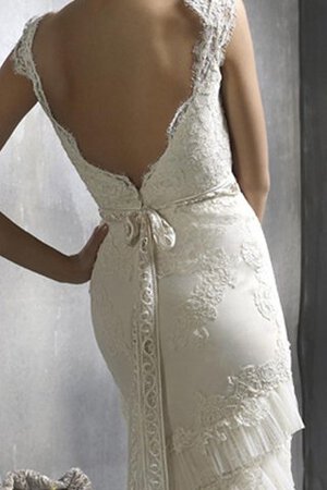 Robe de mariée naturel plissage en dentelle de traîne courte de col en v