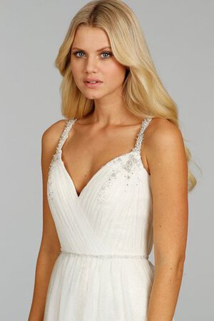 Robe de mariée nature facile de col en v avec chiffon avec perle