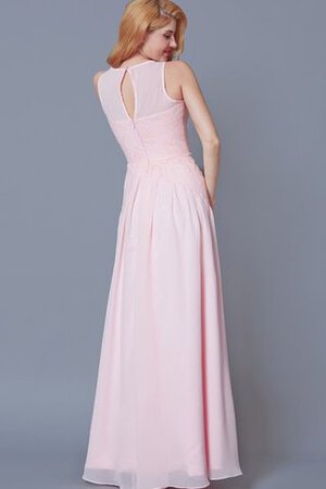 Robe demoiselle d'honneur encolure ronde avec chiffon ligne a appliques manche nulle