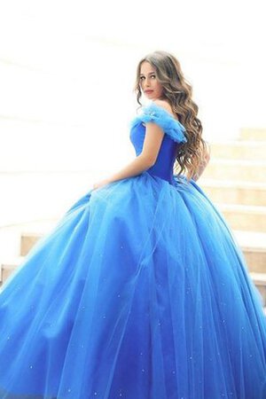 Robe de quinceanera avec fleurs en organza decoration en fleur avec sans manches en tulle