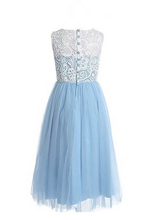 Robe cortège fille naturel textile en tulle avec fleurs jusqu'au sol a-ligne