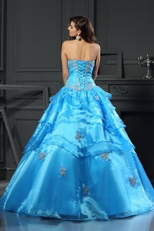 Robe de quinceanera naturel longue longueur au ras du sol cordon de col en cœur