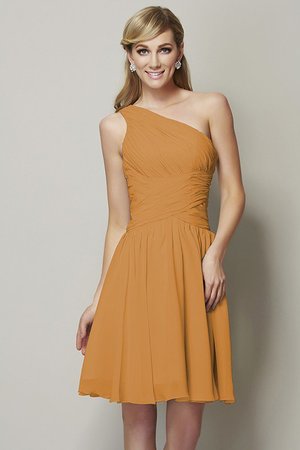 Robe demoiselle d'honneur naturel courte de princesse avec chiffon ligne a