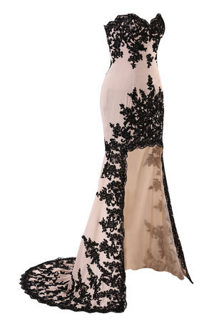 Robe de soirée romantique plissage brodé avec sans manches avec chiffon