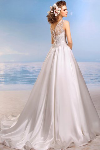 Robe de mariée naturel longue v encolure avec sans manches ligne a