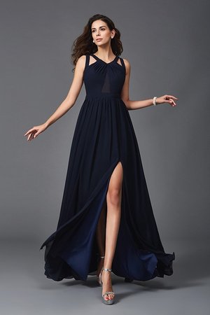 Robe de soirée longue manche nulle grandes bretelles avec chiffon jusqu'au sol