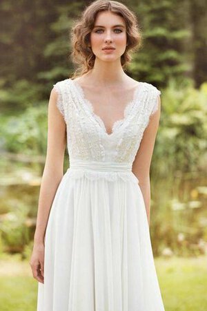 Robe de mariée avec ruban avec manche épeules enveloppants manche nulle a-ligne avec nœud