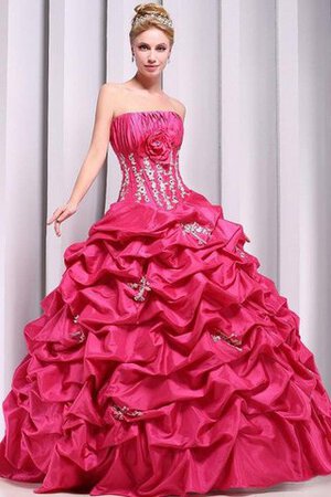 Robe de quinceanera naturel en satin avec lacets avec perle de mode de bal