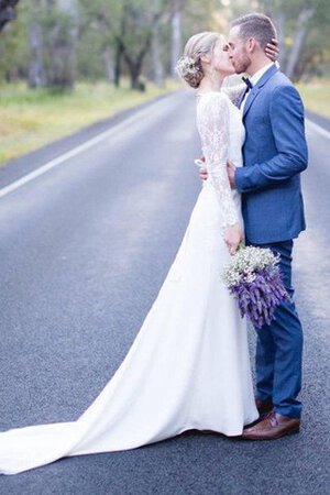 Robe de mariée delicat en dentelle ceinture de traîne courte avec chiffon