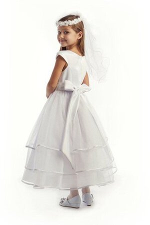 Robe cortège fille ligne a en organza avec perle encolure ronde avec gradins