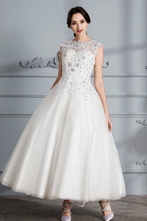 Robe de mariée naturel de mode de bal manche nulle longueur mollet textile en tulle