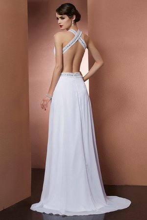 Robe de bal naturel avec chiffon col en bateau décolleté dans le dos de princesse