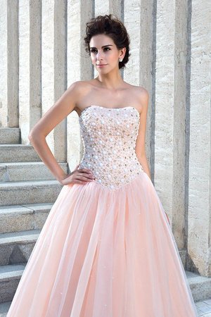 Robe de mariée longue jusqu'au sol de mode de bal manche nulle avec perle