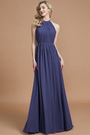 Robe demoiselle d'honneur naturel ligne a de princesse col u profond avec chiffon