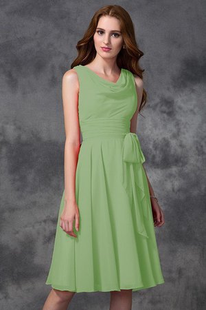 Robe demoiselle d'honneur bref naturel au niveau de genou col u profond en chiffon