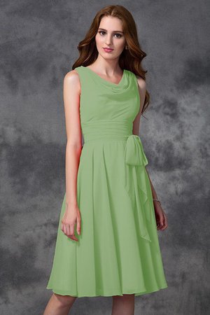 Robe demoiselle d'honneur bref naturel au niveau de genou col u profond en chiffon