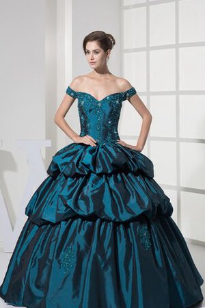 Robe de quinceanera avec lacets bretelles spaghetti decoration en fleur ornée de mode de bal