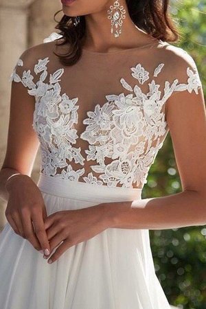 Robe de mariée naturel en chiffon de princesse encolure ronde appliques