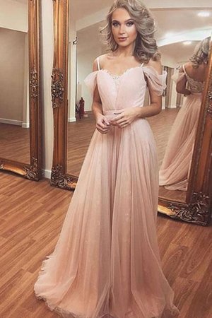 Robe de soirée ruché en tulle d'epaule ajourée éblouissant manche nulle