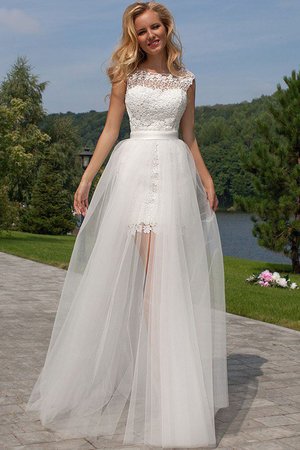 Robe de mariée naturel jusqu'au sol manche nulle maillot avec décoration dentelle