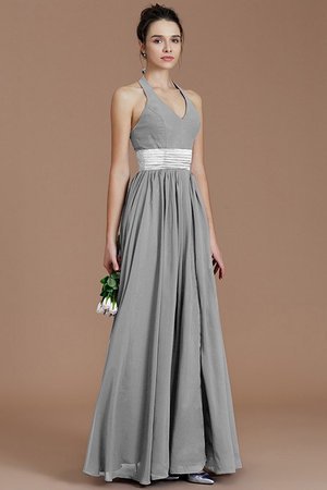 Robe demoiselle d'honneur naturel ligne a ceinture avec chiffon avec ruban