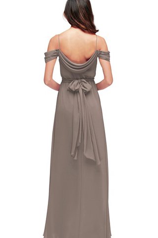 Robe demoiselle d'honneur plissé romantique simple en chiffon avec nœud à boucles