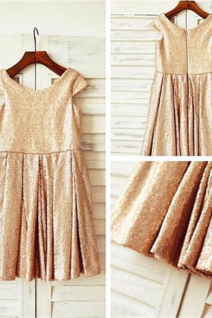 Robe cortège fille naturel longueur mollet ligne a de princesse avec manche courte