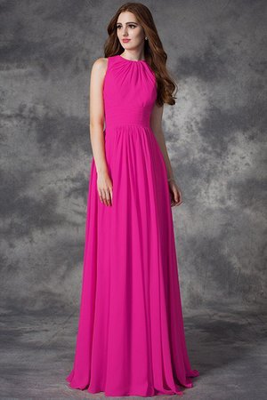 Robe demoiselle d'honneur naturel longue au niveau de cou de princesse en chiffon