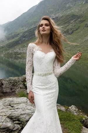 Robe de mariée vintage elégant longueru au niveau de sol avec manche longue v col profonde