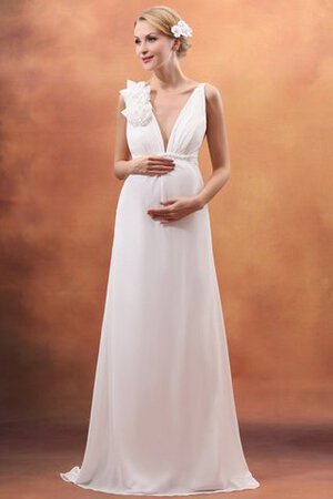 Robe de mariée delicat v encolure avec ruban ligne a ceinture haut