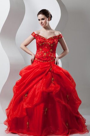 Robe de quinceanera brodé avec perle d'epaule ecrite ornée de mode de bal