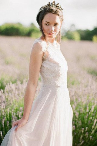 Robe de mariée classique textile en tulle avec sans manches avec perle de col en v