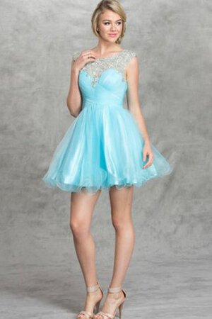 Robe de graduation en tulle noeud avec manche courte avec zip a-ligne