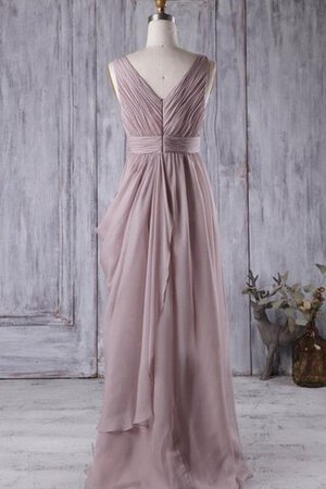 Robe demoiselle d'honneur naturel v encolure longueur au ras du sol au drapée avec perle