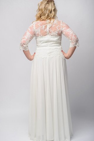 Robe de bal ceinture haut avec chiffon col en bateau avec décoration dentelle en 3/4 manche