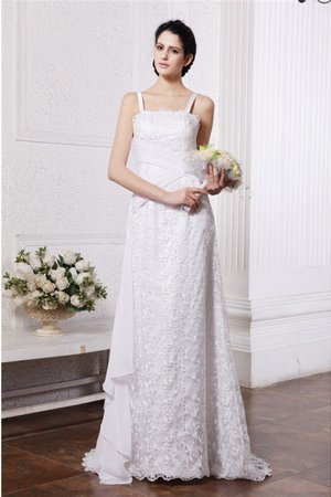 Robe de mariée encolure en carré de lotus avec chiffon gaine de traîne courte