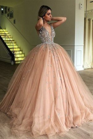 Robe de bal avec sans manches de col en v de mode de bal mignonne en tulle