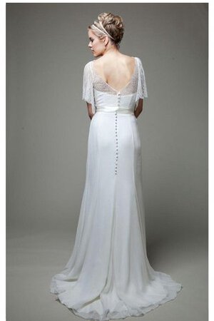 Robe de mariée naturel jusqu'au sol avec chiffon manche nulle avec fronce