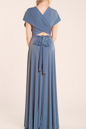 Robe demoiselle d'honneur longue plissage avec ruban v col profonde en chiffon