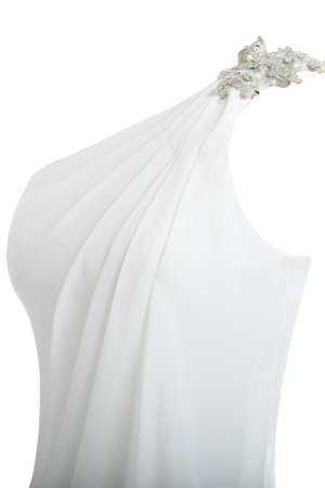 Robe de mariée classique en chiffon avec sans manches avec perle en grandes tailles