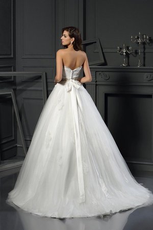 Robe de mariée longue manche nulle de traîne moyenne de bustier appliques